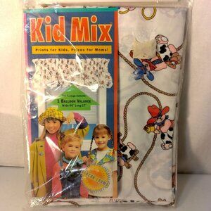 Kid Mix Curtain 1 Balloon Valance Cowboy Western Lasso Style 1933 17x90 Vintage